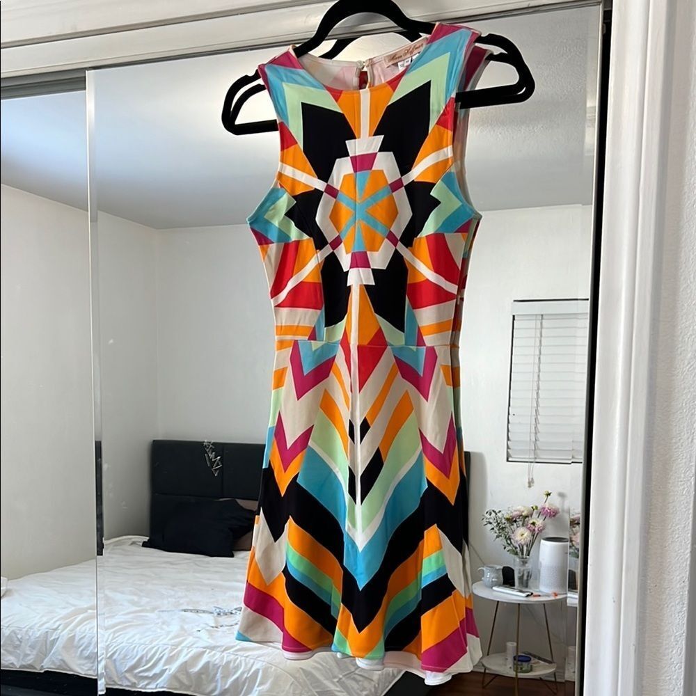 Mara Hoffman Pink and Blue Sheath Mini Dress Halter Sleeveless